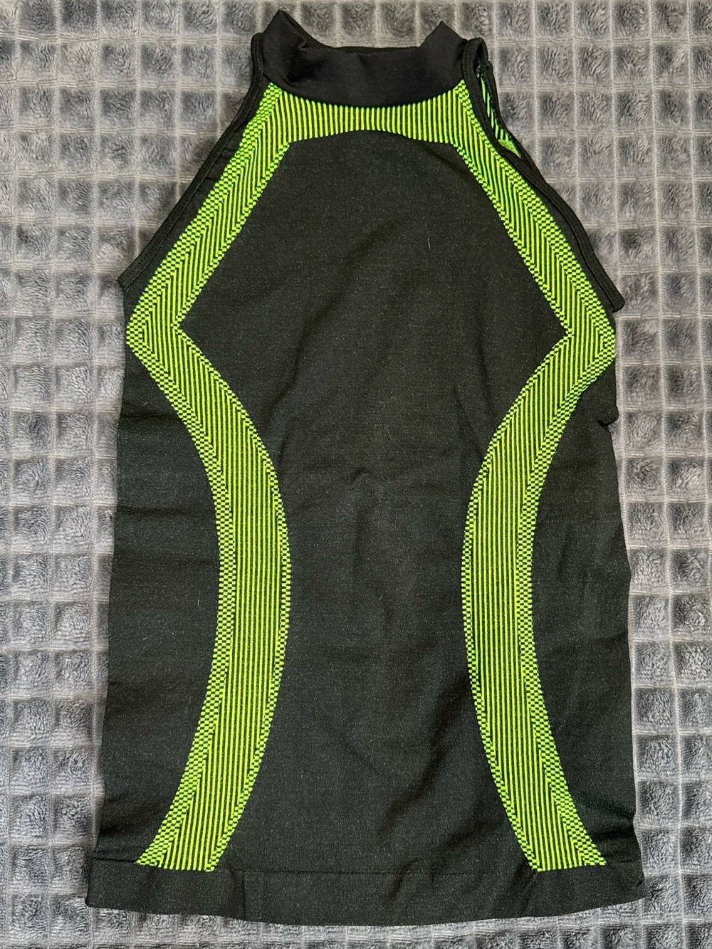 ❤️ Small Running Shirt Black Tank Top Neon Green Accents Athletic Gym Wear B8